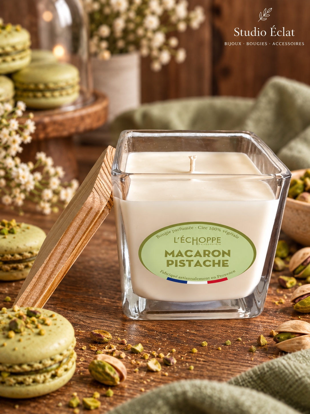 Macaron Pistache - Bougie parfumée 190g