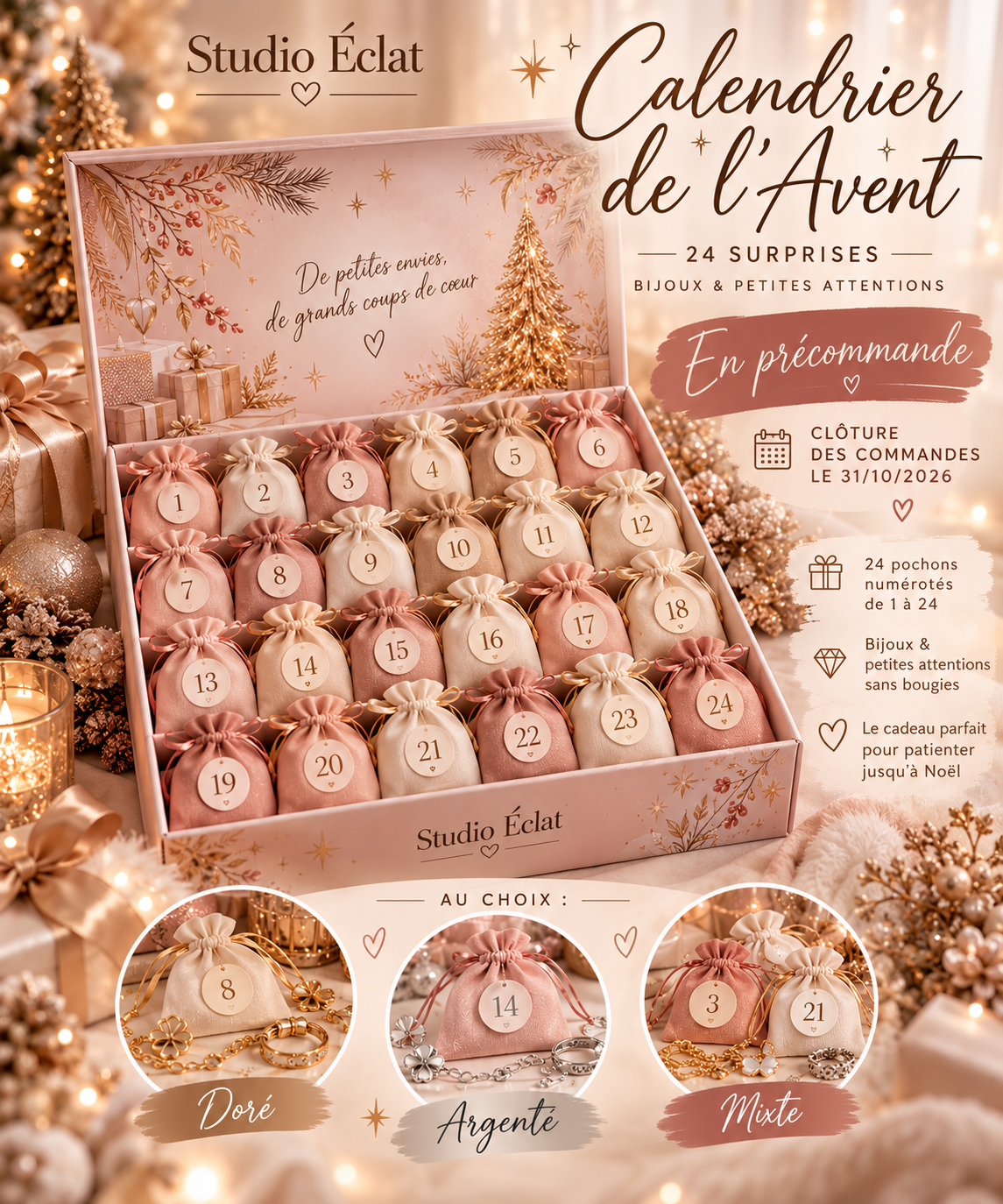 🎄✨ CALENDRIER DE L’AVENT 2026 - STUDIO ÉCLAT - PRÉCOMMANDE JUSQU’AU 31/10/26