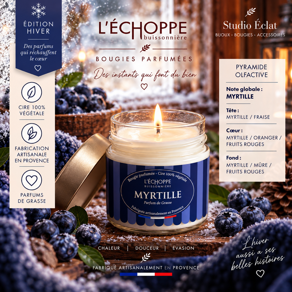 Myrtilles - Bougie parfumée 180g - Edition Hiver / pré-commande