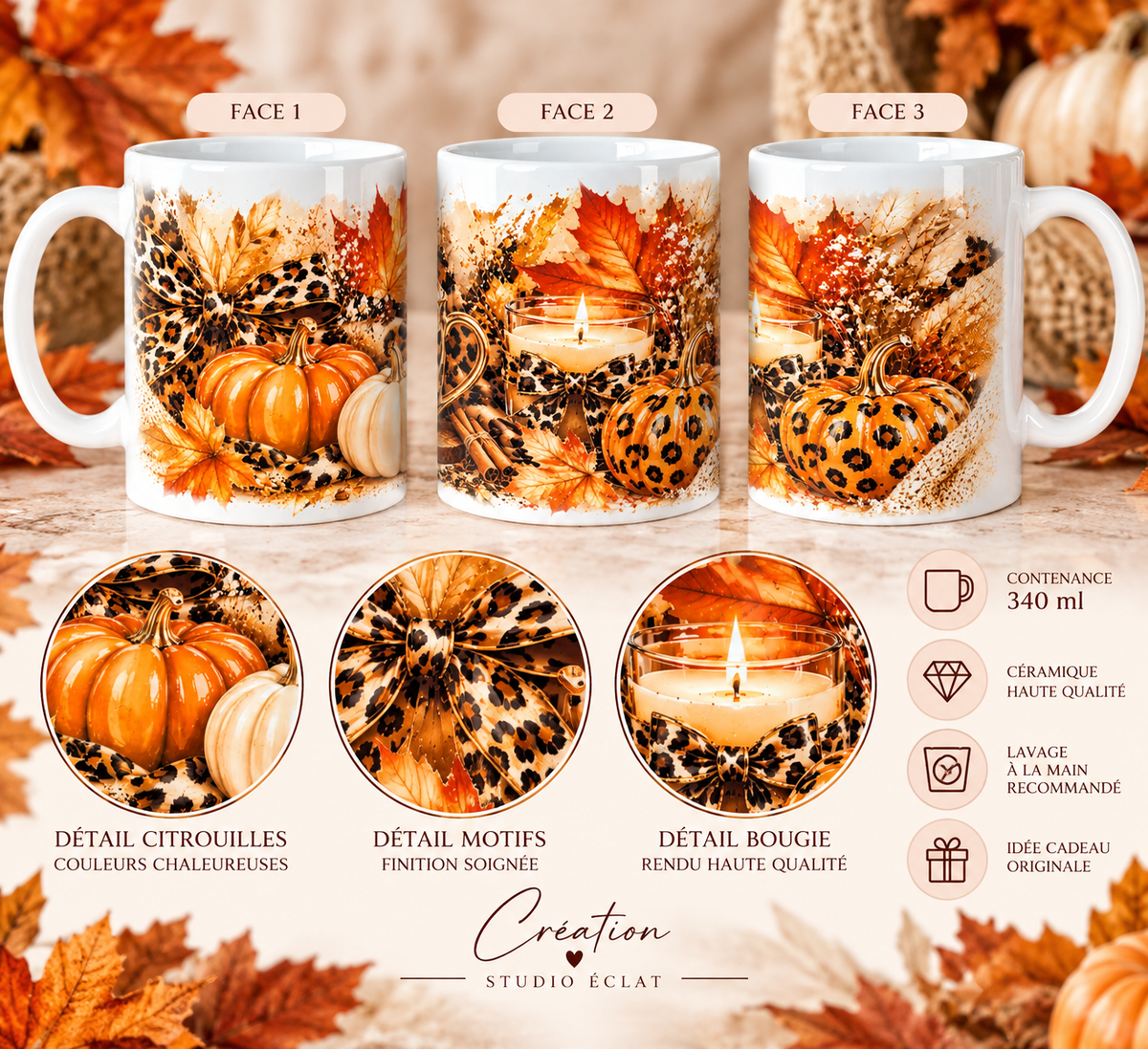 Mug Douceur d’Automne Léopard 340ml
