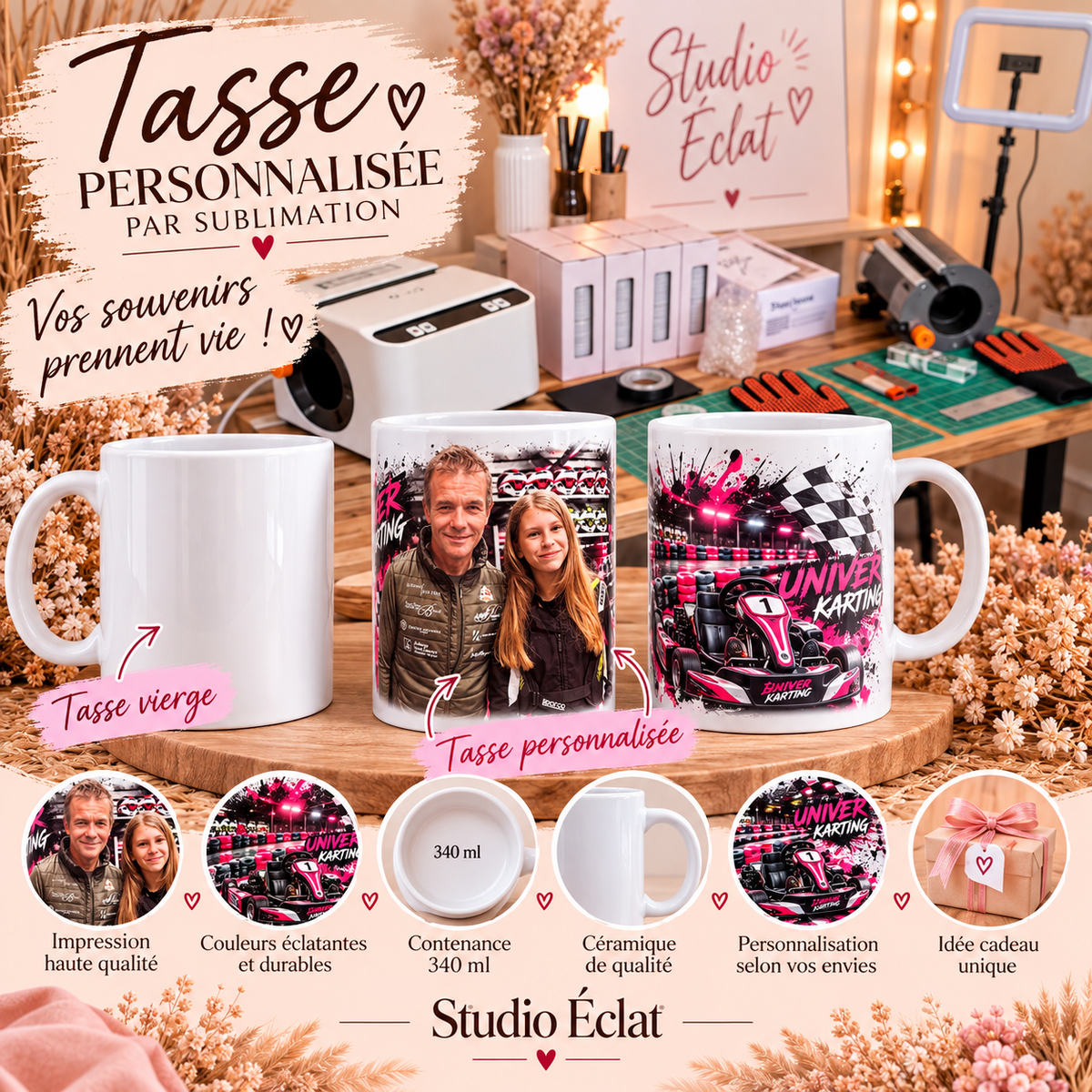 Tasse Mug céramique Personnalisable – 340ml ✨